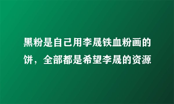 黑粉是自己用李晟铁血粉画的饼，全部都是希望李晟的资源