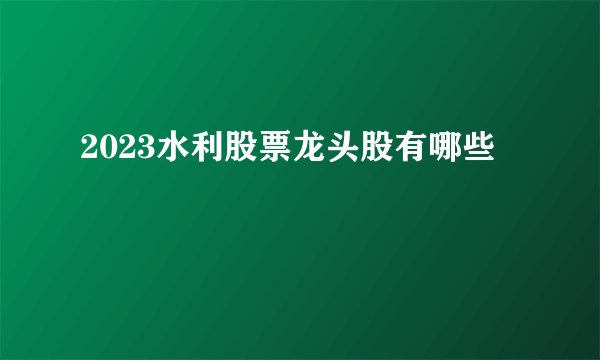 2023水利股票龙头股有哪些