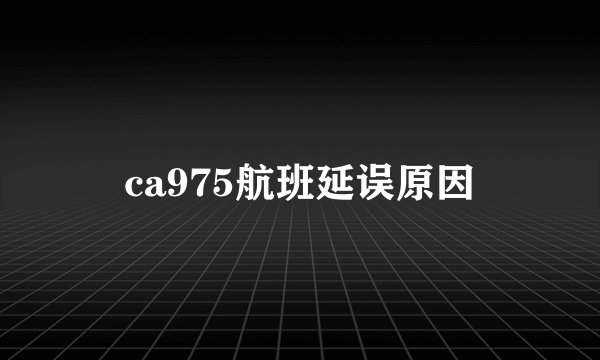 ca975航班延误原因
