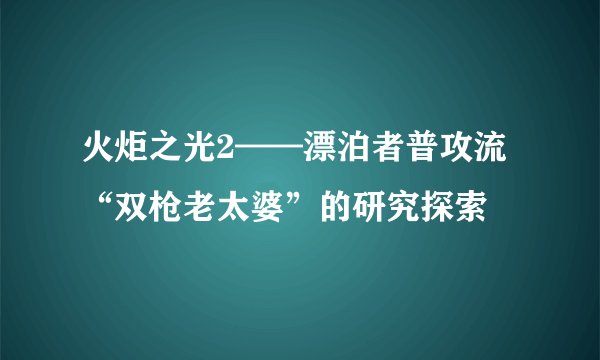 火炬之光2——漂泊者普攻流“双枪老太婆”的研究探索