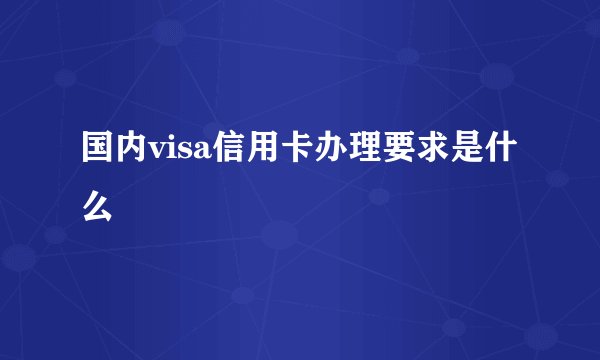 国内visa信用卡办理要求是什么