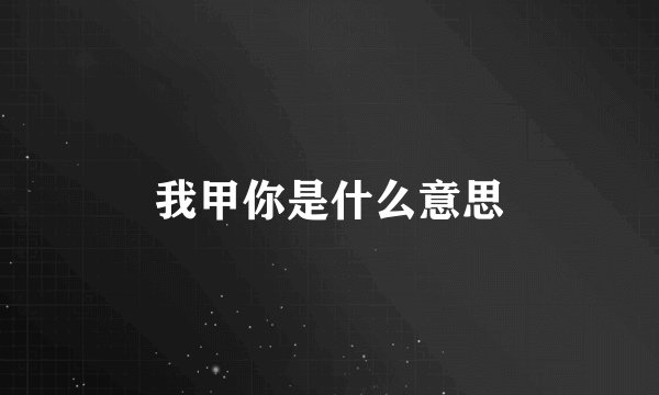 我甲你是什么意思
