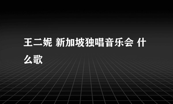 王二妮 新加坡独唱音乐会 什么歌