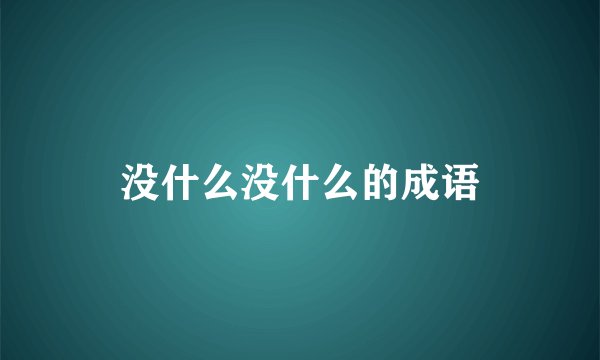 没什么没什么的成语