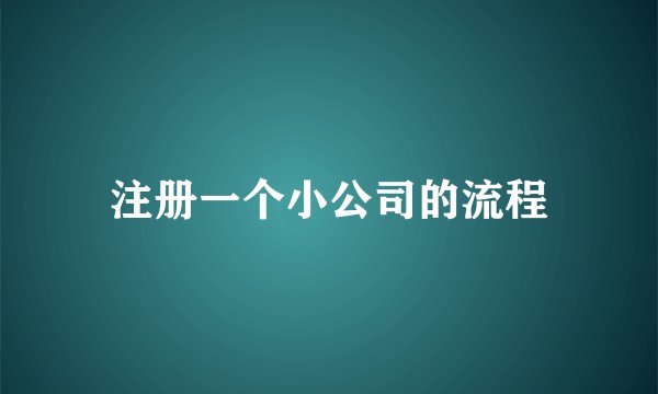 注册一个小公司的流程