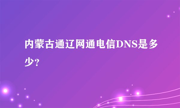 内蒙古通辽网通电信DNS是多少？