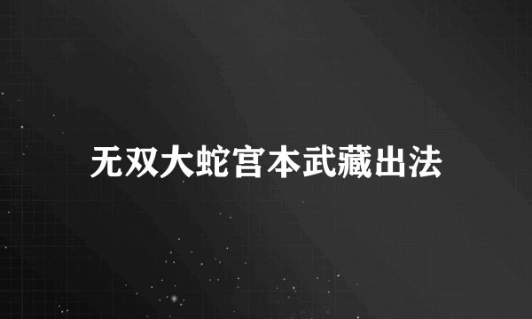 无双大蛇宫本武藏出法