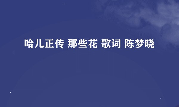 哈儿正传 那些花 歌词 陈梦晓