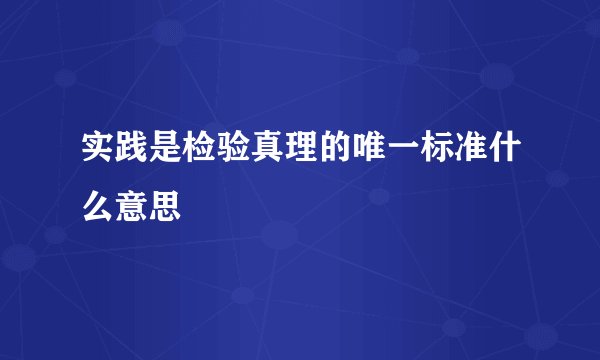 实践是检验真理的唯一标准什么意思