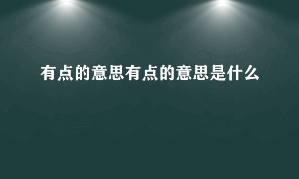有点的意思有点的意思是什么