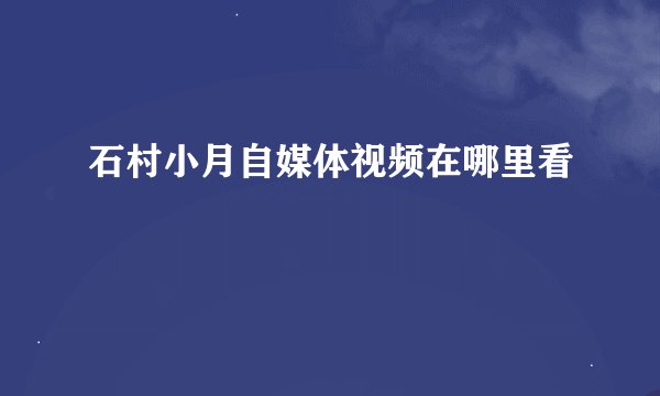 石村小月自媒体视频在哪里看
