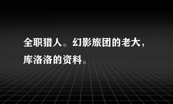 全职猎人。幻影旅团的老大，库洛洛的资料。