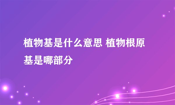植物基是什么意思 植物根原基是哪部分