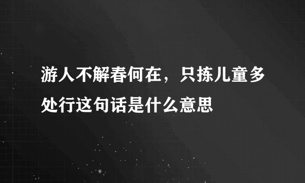 游人不解春何在，只拣儿童多处行这句话是什么意思
