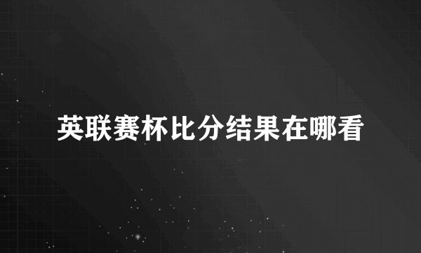 英联赛杯比分结果在哪看
