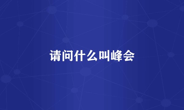 请问什么叫峰会