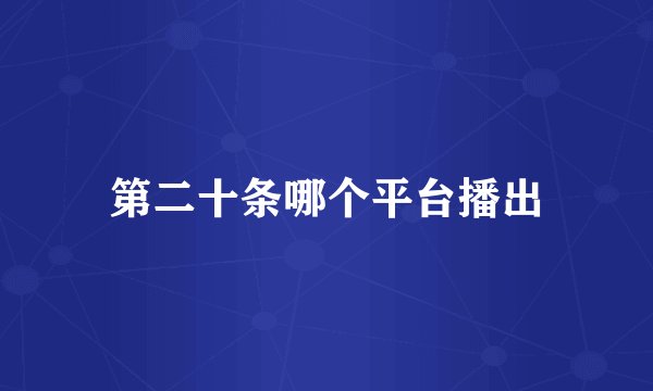 第二十条哪个平台播出