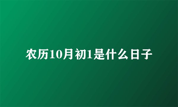 农历10月初1是什么日子