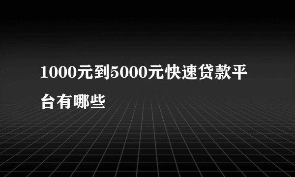 1000元到5000元快速贷款平台有哪些