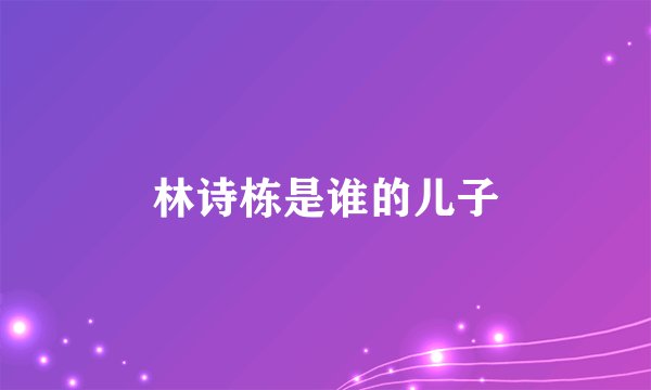 林诗栋是谁的儿子