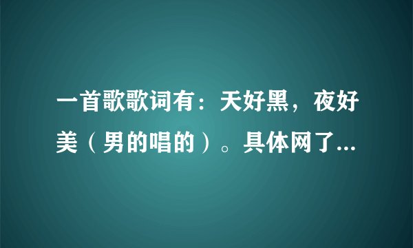一首歌歌词有：天好黑，夜好美（男的唱的）。具体网了~不胜感激