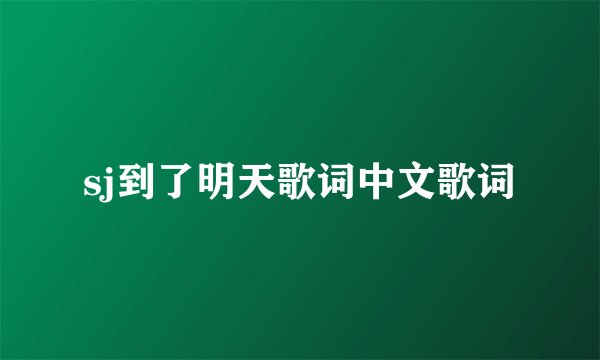 sj到了明天歌词中文歌词