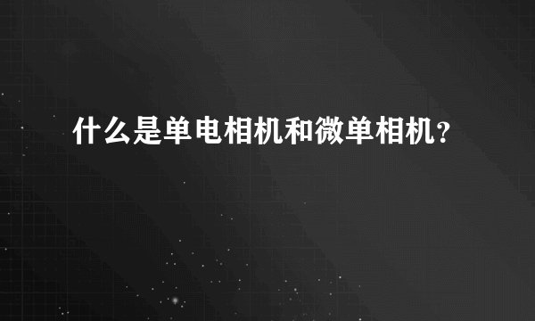什么是单电相机和微单相机？