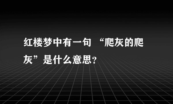 红楼梦中有一句 “爬灰的爬灰”是什么意思？