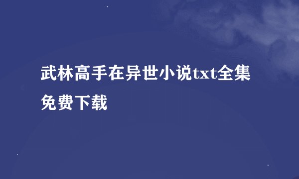 武林高手在异世小说txt全集免费下载