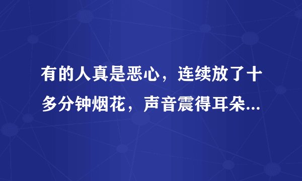 有的人真是恶心，连续放了十多分钟烟花，声音震得耳朵都快聋了，有钱就能扰民啊