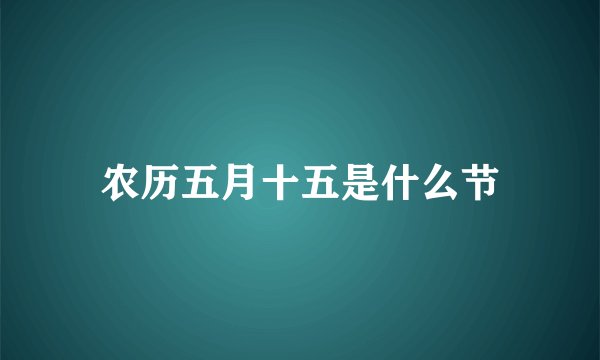农历五月十五是什么节