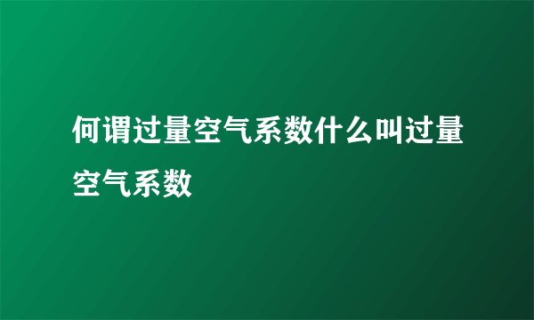 何谓过量空气系数什么叫过量空气系数