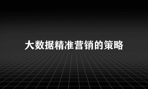 大数据精准营销的策略