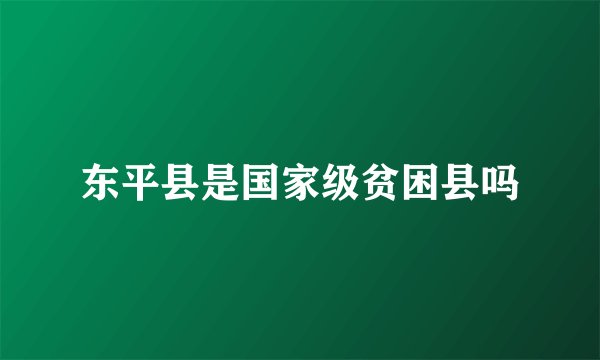 东平县是国家级贫困县吗