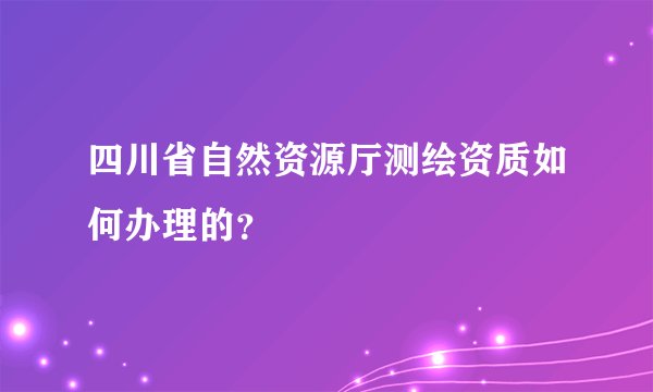 四川省自然资源厅测绘资质如何办理的？