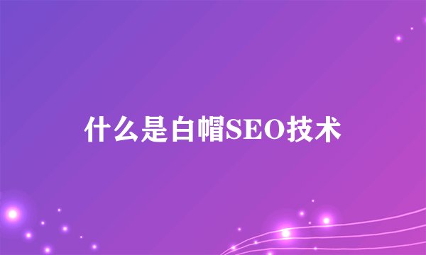 什么是白帽SEO技术