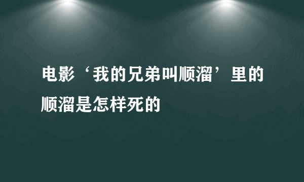 电影‘我的兄弟叫顺溜’里的顺溜是怎样死的