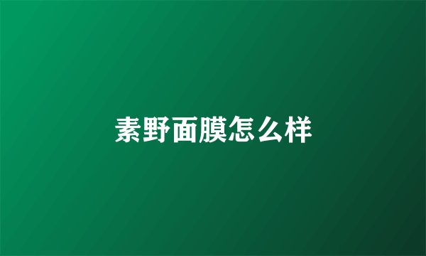素野面膜怎么样