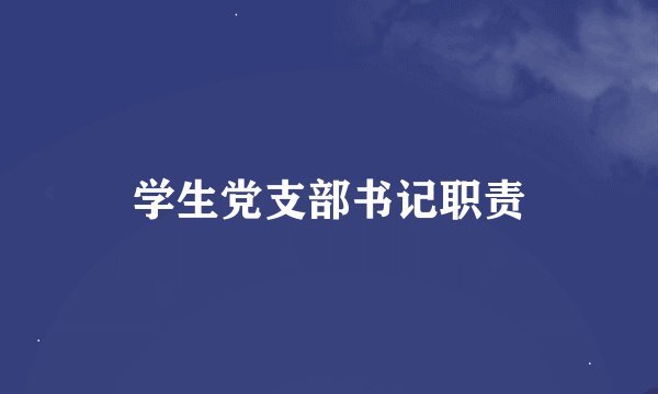 学生党支部书记职责
