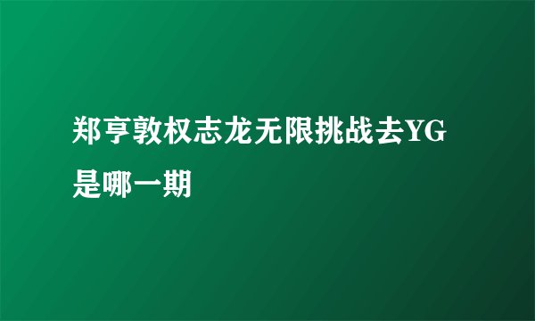郑亨敦权志龙无限挑战去YG是哪一期