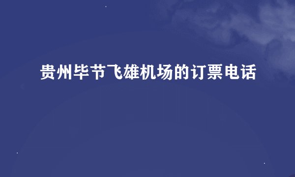 贵州毕节飞雄机场的订票电话