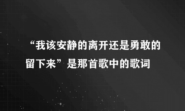 “我该安静的离开还是勇敢的留下来”是那首歌中的歌词