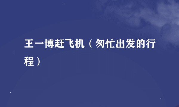 王一博赶飞机（匆忙出发的行程）