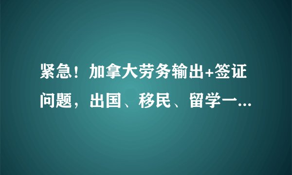 紧急！加拿大劳务输出+签证问题，出国、移民、留学一系列问题 求高人指点！紧急！