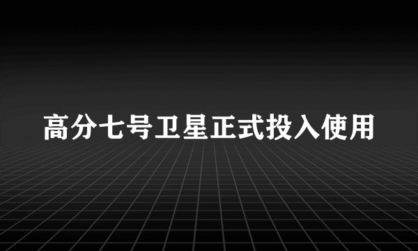 高分七号卫星正式投入使用