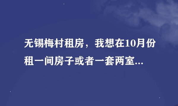 无锡梅村租房，我想在10月份租一间房子或者一套两室一厅的房子，就在梅村