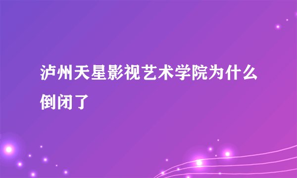 泸州天星影视艺术学院为什么倒闭了