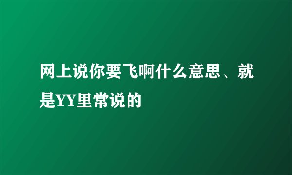 网上说你要飞啊什么意思、就是YY里常说的