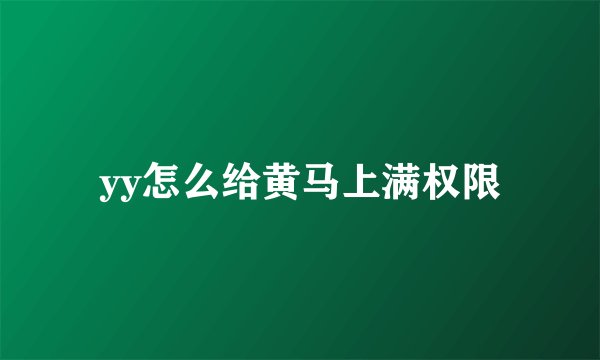 yy怎么给黄马上满权限