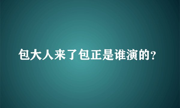 包大人来了包正是谁演的？